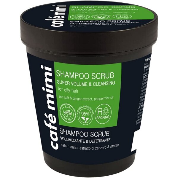 Café mimi shampoo scrub volumizzante & deterg. sale marino, estr. di zenero & menta 330g