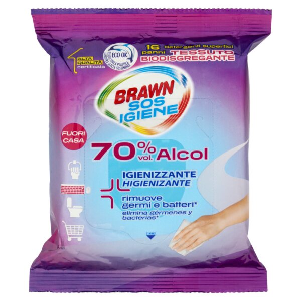 Braw SOS-Hygienetücher 70% Alkohol x16